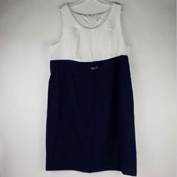 Studio One New York Blue White Colorblock Sleeveless Sheath Dress Women 20W NWOT - Picture 2 of 16